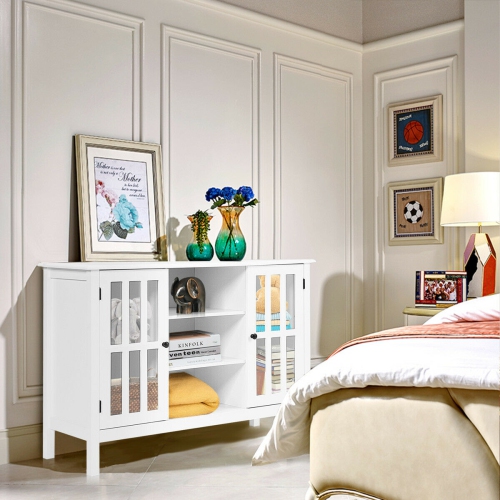 Gymax Wood TV Stand Entertainment Media Center Console for TV up to 50'' White