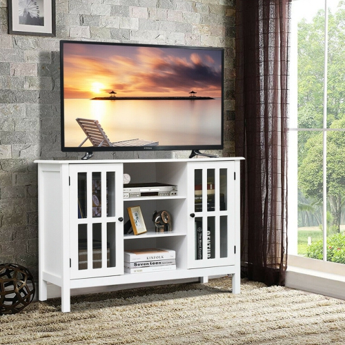Gymax Wood TV Stand Entertainment Media Center Console for TV up to 50'' White