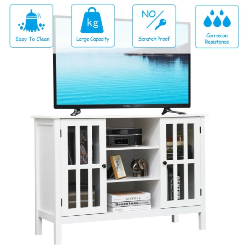 Gymax Wood TV Stand Entertainment Media Center Console for TV up to 50'' White