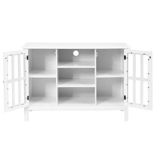 Gymax Wood TV Stand Entertainment Media Center Console for TV up to 50'' White