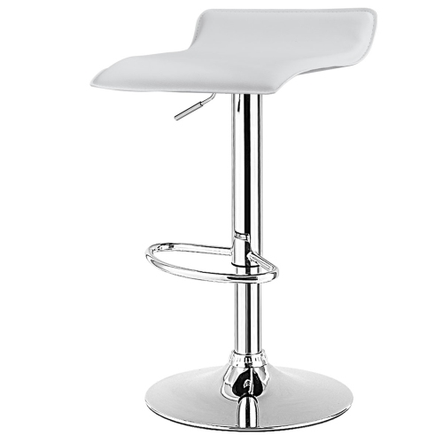 Gymax 2PCS Adjustable Swivel Bar Stools Backless PU Leather White