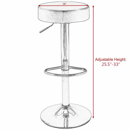 Gymax Set of 2 Adjustable Round Leather Seat Hydraulic Swivel Bar Stool White