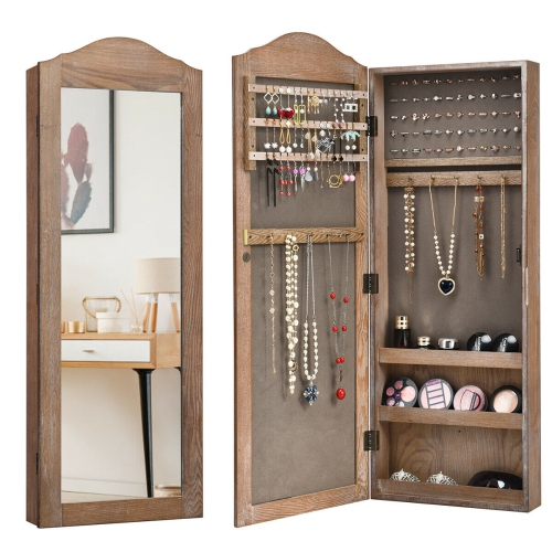 Gymax Mirrored Jewelry Cabinet Armoire, Mirrored Jewellery Armoire Canada