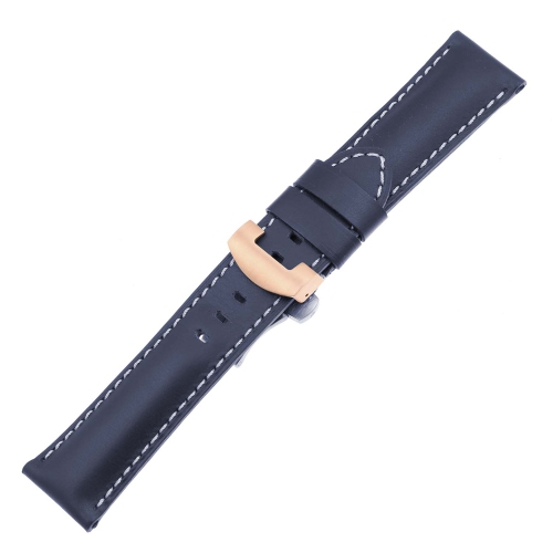 DASSARI Smooth Leather Men s Watch Band Strap with Rose Gold