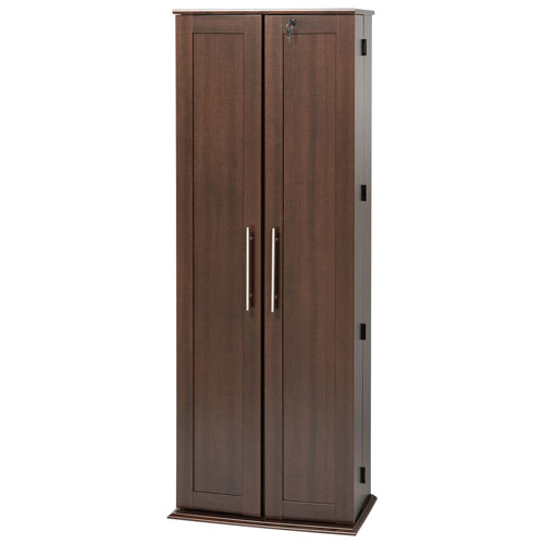 Grande 64" 23-Shelf Composite Wood Locking Media Storage Cabinet with Shaker Doors - Espresso