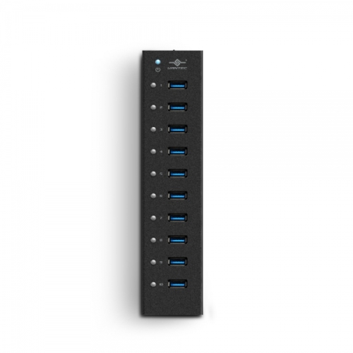 VANTEC 10-Port USB 3.0 Aluminum Hub with 12V/5A Premium Power Adapter