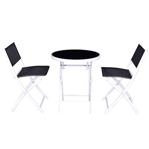 Ensemble de 3 chaises de table bistro pliantes de Costway, ensemble de patio, mobilier de jardin, noir