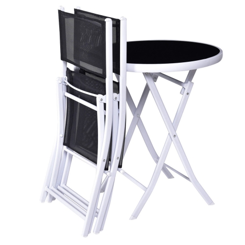Ensemble de 3 chaises de table bistro pliantes de Costway, ensemble de patio, mobilier de jardin, noir