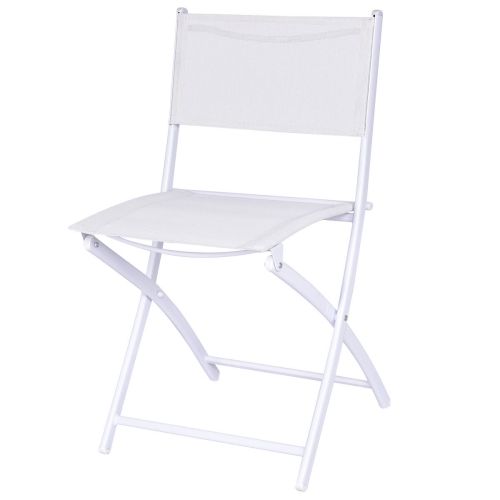 Costway 3pcs Folding Bistro Table Chairs Set Garden Backyard Patio Furniture White