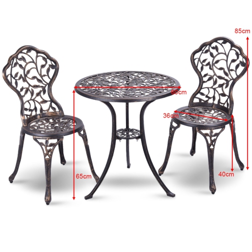 Patio Furniture leaf Design Cast Aluminum Bistro Set Antique Copper