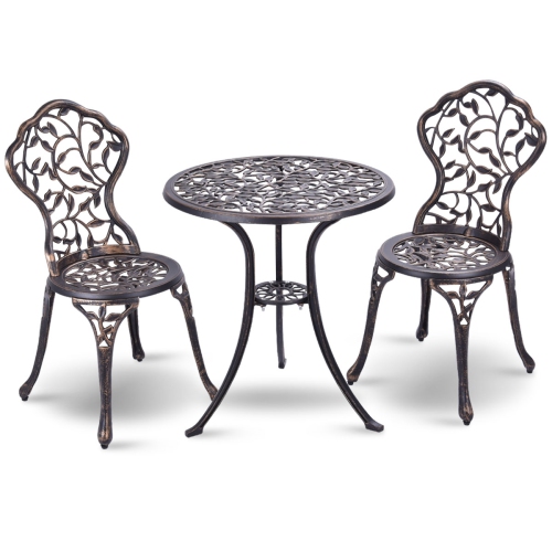 Patio Furniture leaf Design Cast Aluminum Bistro Set Antique Copper