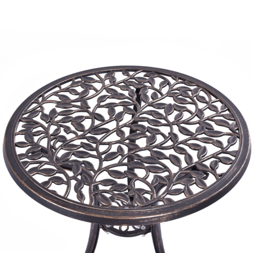 Patio Furniture leaf Design Cast Aluminum Bistro Set Antique Copper