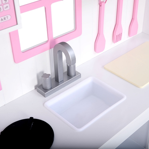 Costway Kids Wood Kitchen Toy Cooking Pretend Play Set Toddler Wooden Playset