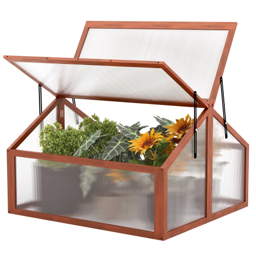 Jardinière en bois à cadre froid en forme de maison verte à double caisse pour plantes surélevées de Costway