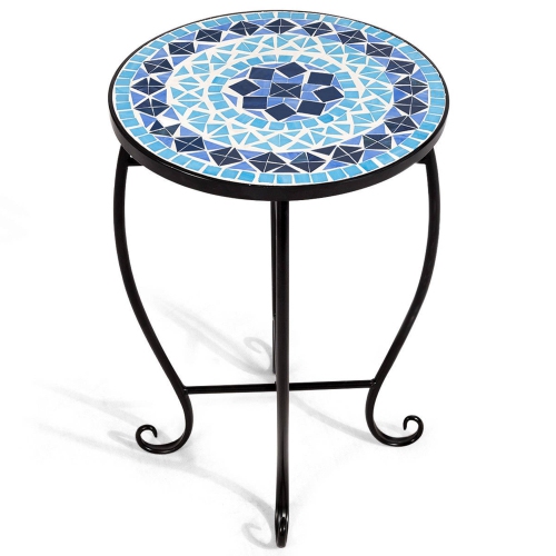 Costway Accent Style Steel Table Plant Stand Cobalt Scheme Garden Outdoor Indoor Blue