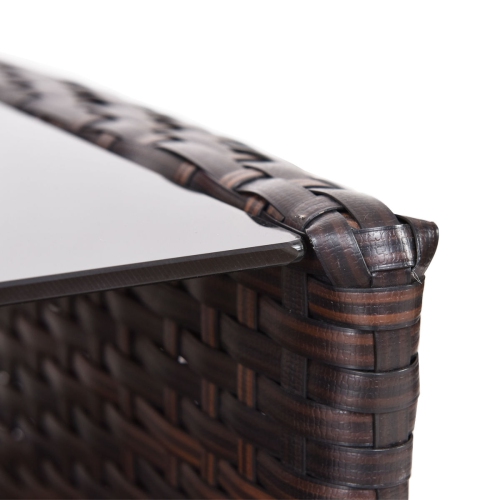 Costway 4PCS Patio Outdoor Garden Rattan Furniture Set Table Shelf Sofa with Beige Cushion