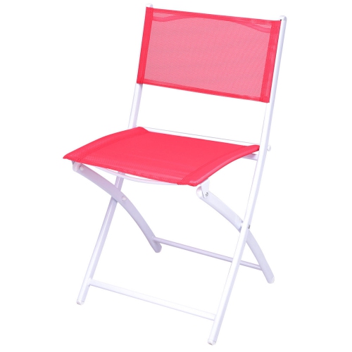 Costway 3pcs Folding Bistro Table Chairs Set Garden Backyard Patio Red