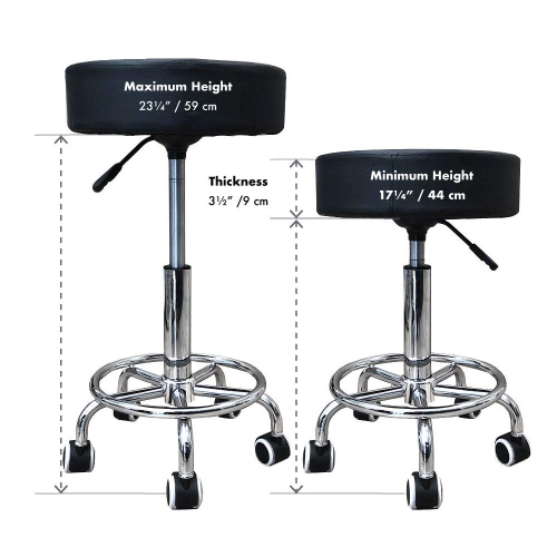 Deluxe Round Height Hydraulic Adjustable Rolling Stool, Great for Spa Tattoo Doctor Office or Home Use