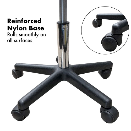 Black Deluxe Round Adjustable Rolling Stool, Great for Spa Facial Massage Tattoo Doctor Technician Office or Home