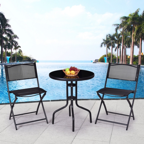 Gymax 3 Pcs Bistro Set Garden Backyard Table Folding Chairs Outdoor Patio Furniture Best Canada - Best Folding Chairs For Patio Furniture