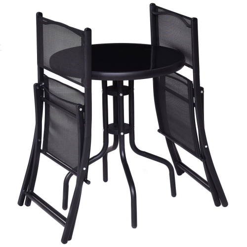 Gymax 3 Pcs Bistro Set Garden Backyard Table Folding Chairs Outdoor Patio Furniture