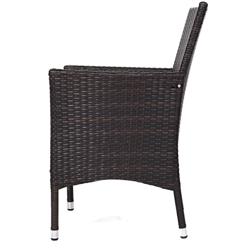 Gymax 2PC Patio Rattan Wicker Dining Chairs Set Mixbrown With 2 Set Cushion Covers