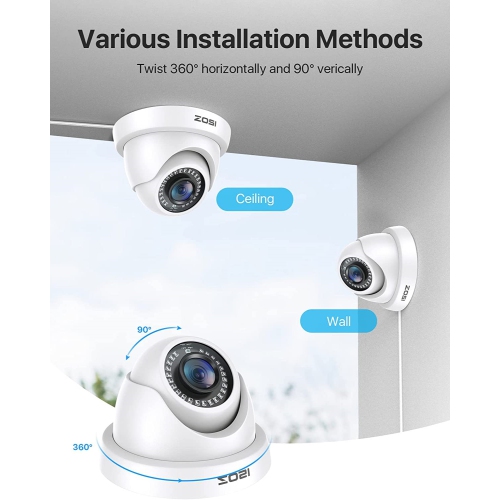 Caméra de surveillance hybride 4-en-1 HD 1080p avec fil supplémentaire pour surveillance HD-TVI/AHD/CVI/CVBS/960H, vision nocturne infrarouge