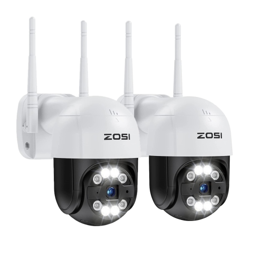 ZOSI C289 3MP 355° Pan/Tilt Semi-Wireless Home Security IP Camera, WIFI Surveillance Camera Outdoor with 5X Digital Zoom, AI Person Vehicle Detection