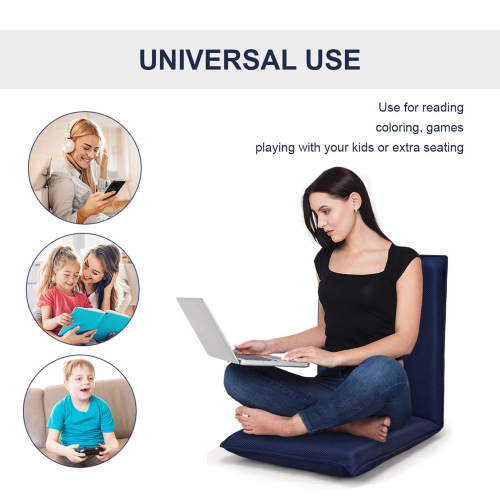 Gymax Adjustable 6-Position Floor Chair Folding Lazy Man Sofa Chair Multiangle Navy