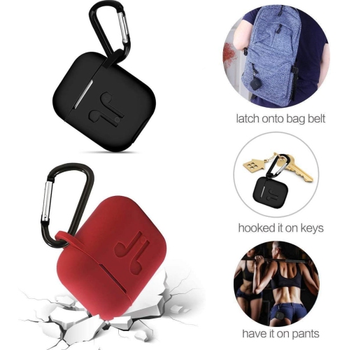 Airpods Case, Airpods Accessories Kits, 2 Pack Protective Silicone Cover Skin Apple Airpods Anti-Lost Airbag Belt,Airpods Ear Hook for Apple Airpods