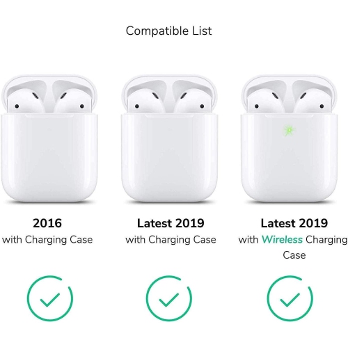 Airpods Case, Airpods Accessories Kits, 2 Pack Protective Silicone Cover Skin Apple Airpods Anti-Lost Airbag Belt,Airpods Ear Hook for Apple Airpods