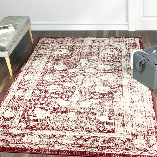 A2Z Rug Vintage Traditional Santorini 6076 Collection Red 120X170 cm - 3'11"X5'7" Ft Area Rugs