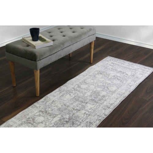 A2Z Rug Vintage Traditional Santorini 6076 Collection Grey 60X230 cm- 1'12"X7'7" Ftt Area Rugs