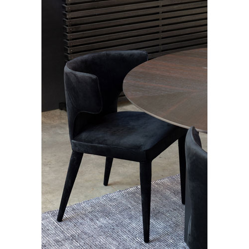Jennaya Contemporary Polyester Dining Chair - Black