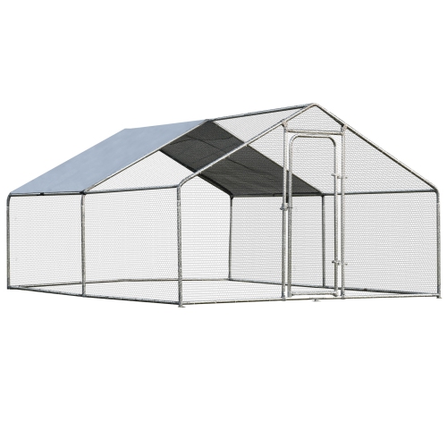 Gymax Large Walk In Chicken Coop Run House Shade Cage 10'x13' with Roof Cover Backyard