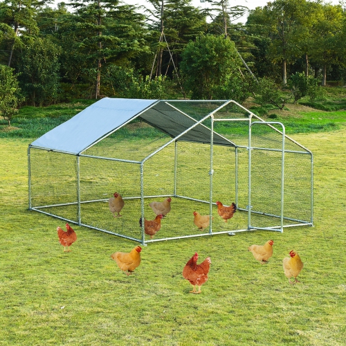 Gymax Large Walk In Chicken Coop Run House Shade Cage 10'x13' with Roof Cover Backyard