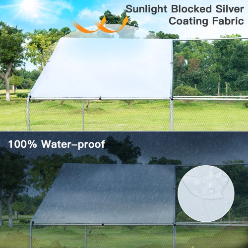 Gymax Large Walk In Chicken Coop Run House Shade Cage 10'x13' with Roof Cover Backyard