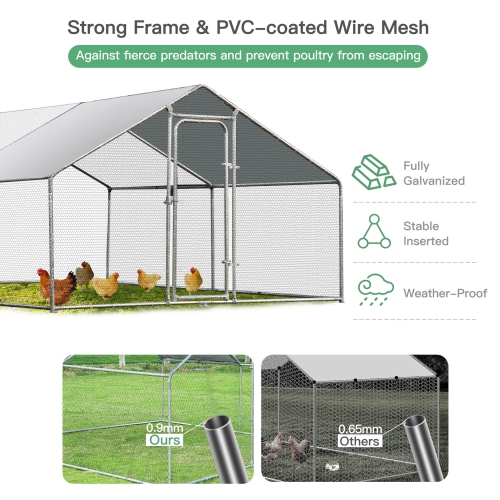 Gymax Large Walk In Chicken Coop Run House Shade Cage 10'x13' with Roof Cover Backyard