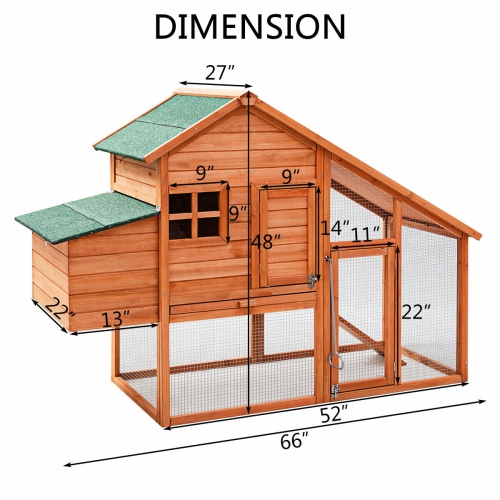 Gymax 67 Wooden House Outdoor Bunny Rabbit Hutch Chicken Coops Cage W Ladder Tray