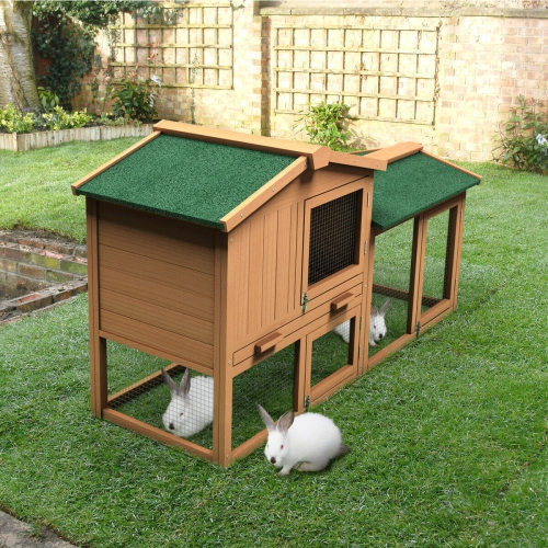 Gymax 58'' Large Wooden Rabbit Hutch Chicken Coop Bunny Animal Hen Cage House w/Run