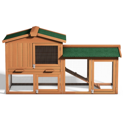 Gymax 58'' Large Wooden Rabbit Hutch Chicken Coop Bunny Animal Hen Cage House w/Run