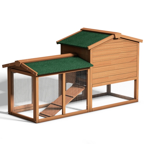 Gymax 58'' Large Wooden Rabbit Hutch Chicken Coop Bunny Animal Hen Cage House w/Run