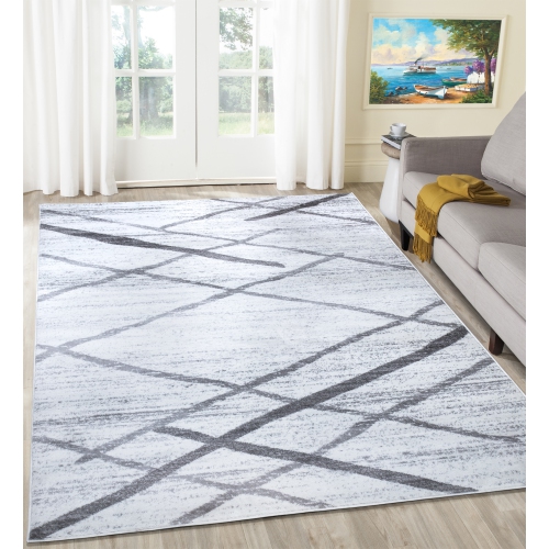 A2Z Rug Contemporary Modern Area Rug - Salvador 9957 Collection -White - 120x170 cm -3'11"x5'7" Ft