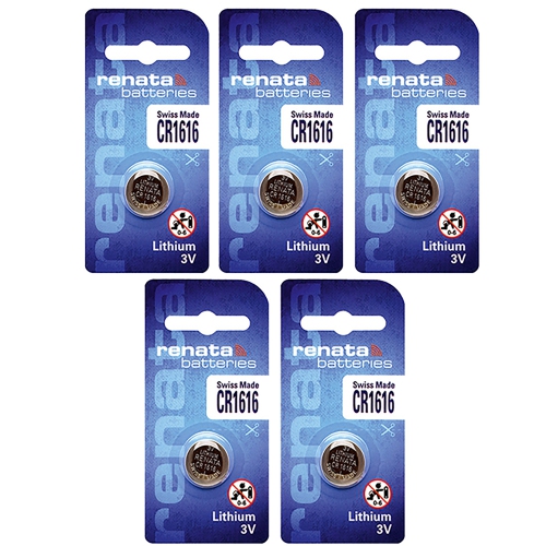 5 x Renata CR1616 Batteries, Lithium Battery 1616