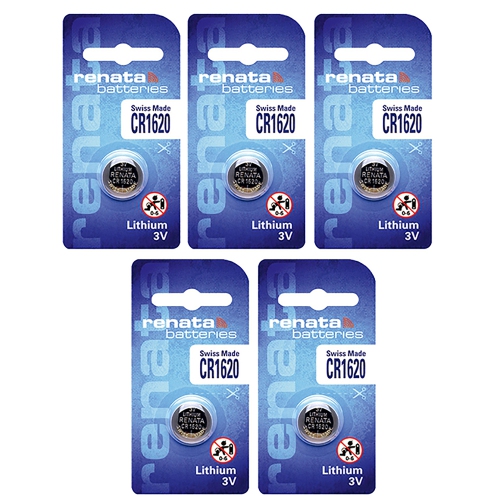 5 x Renata CR1620 Batteries, Lithium Battery 1620