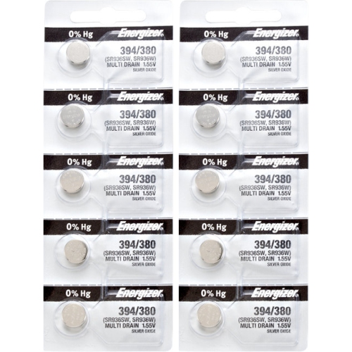 10 x Energizer 394 Watch Batteries, SR936SW or 380 Battery