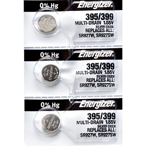3 x Energizer 395 Watch Batteries, SR927SW or 399 Battery