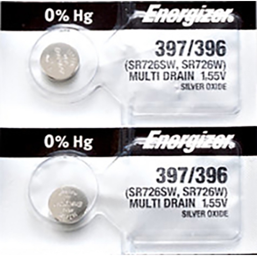 2 x Energizer 396 Watch Batteries, SR726W or 397 Battery