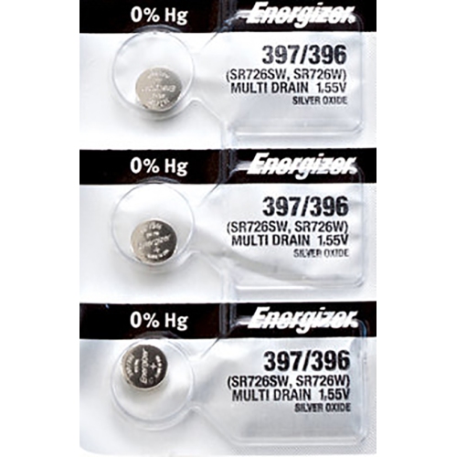 3 x Energizer 396 Watch Batteries, SR726W or 397 Battery