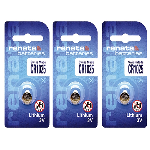 3 x Renata CR1025 Batteries, Lithium Battery 1025